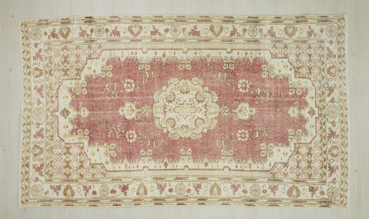 Mid Century Modern Oushak Rug: Farmhouse Decor Turkish Wool Carpet Rugs, 6,1"x10,2" Feet.