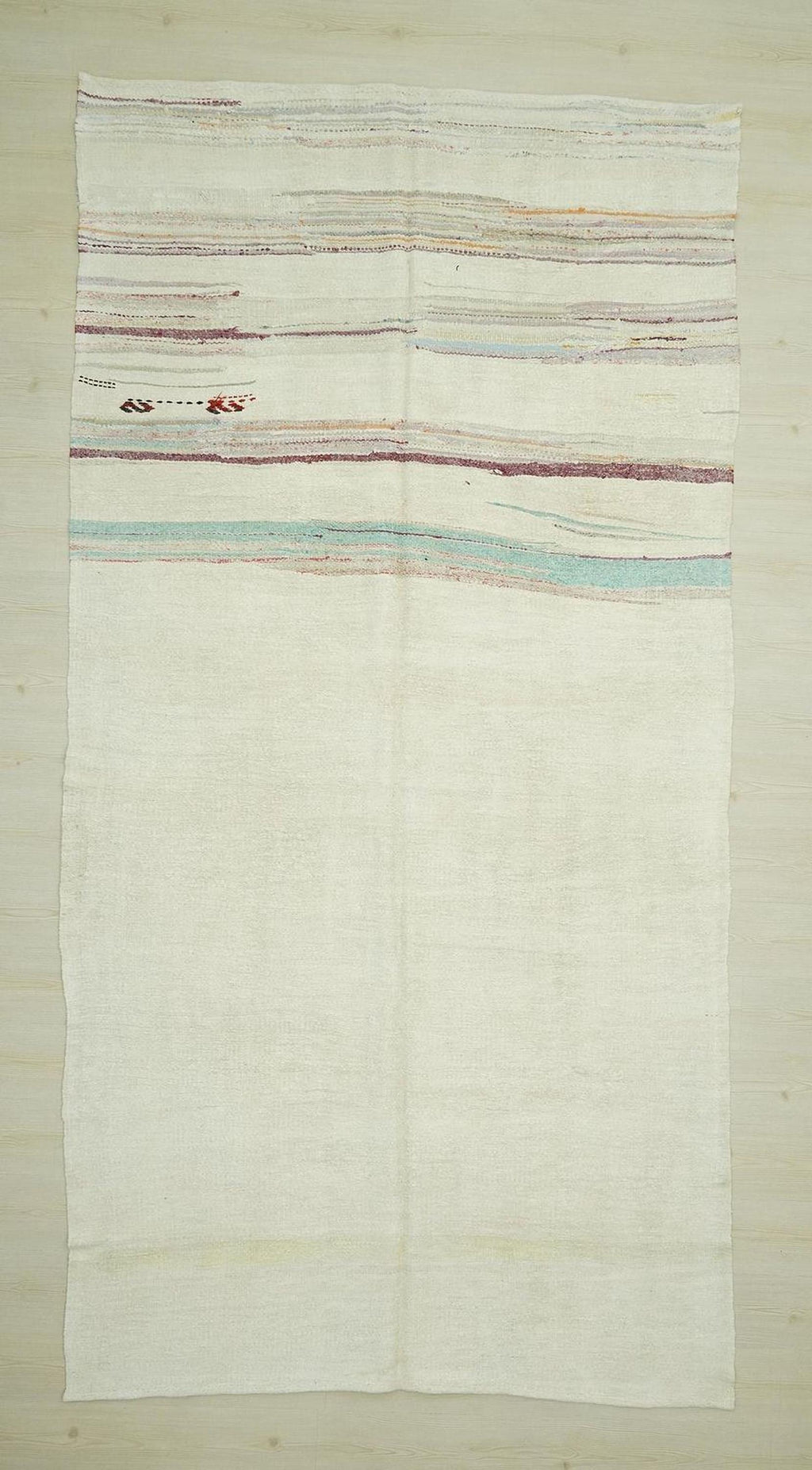 Striped Hemp Kilim Rug: Scandinavian Style Minimalist Decor Rugs, 5,9"x11,4" Feet.