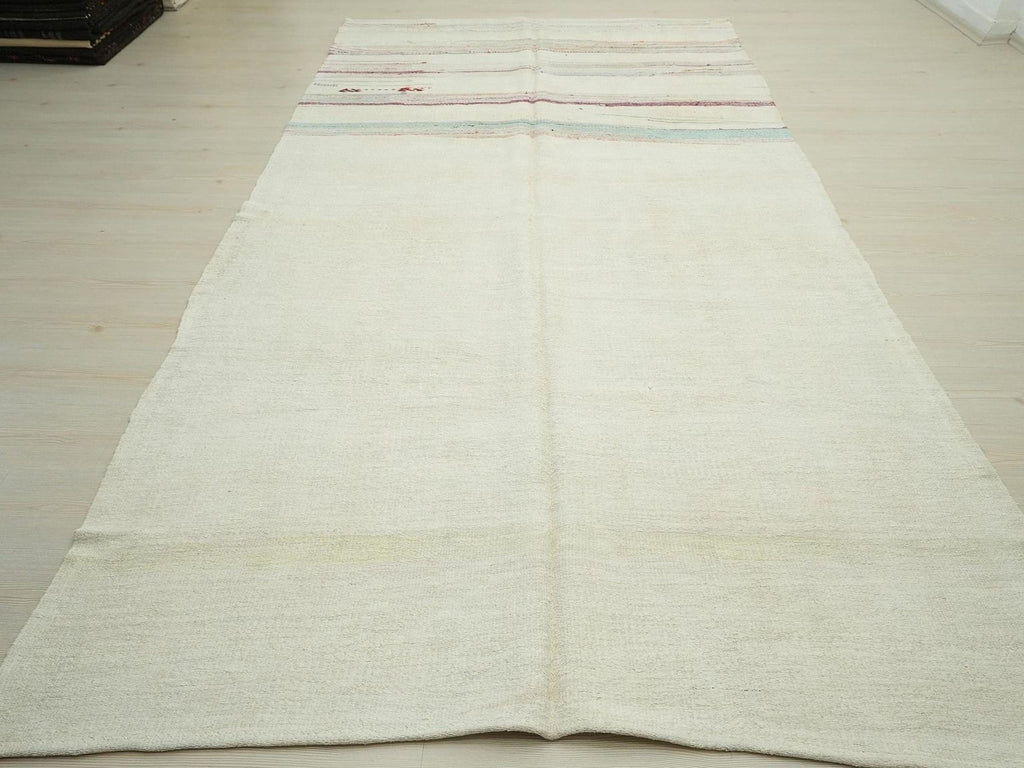 Striped Hemp Kilim Rug: Scandinavian Style Minimalist Decor Rugs, 5,9"x11,4" Feet.