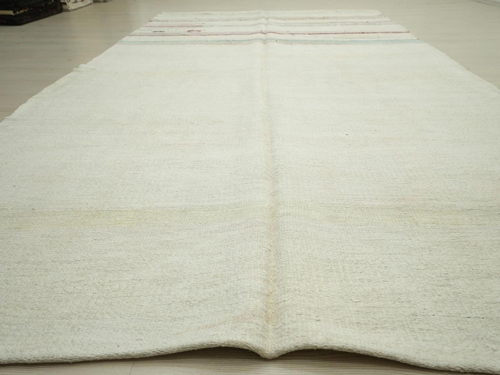 Striped Hemp Kilim Rug: Scandinavian Style Minimalist Decor Rugs, 5,9"x11,4" Feet.