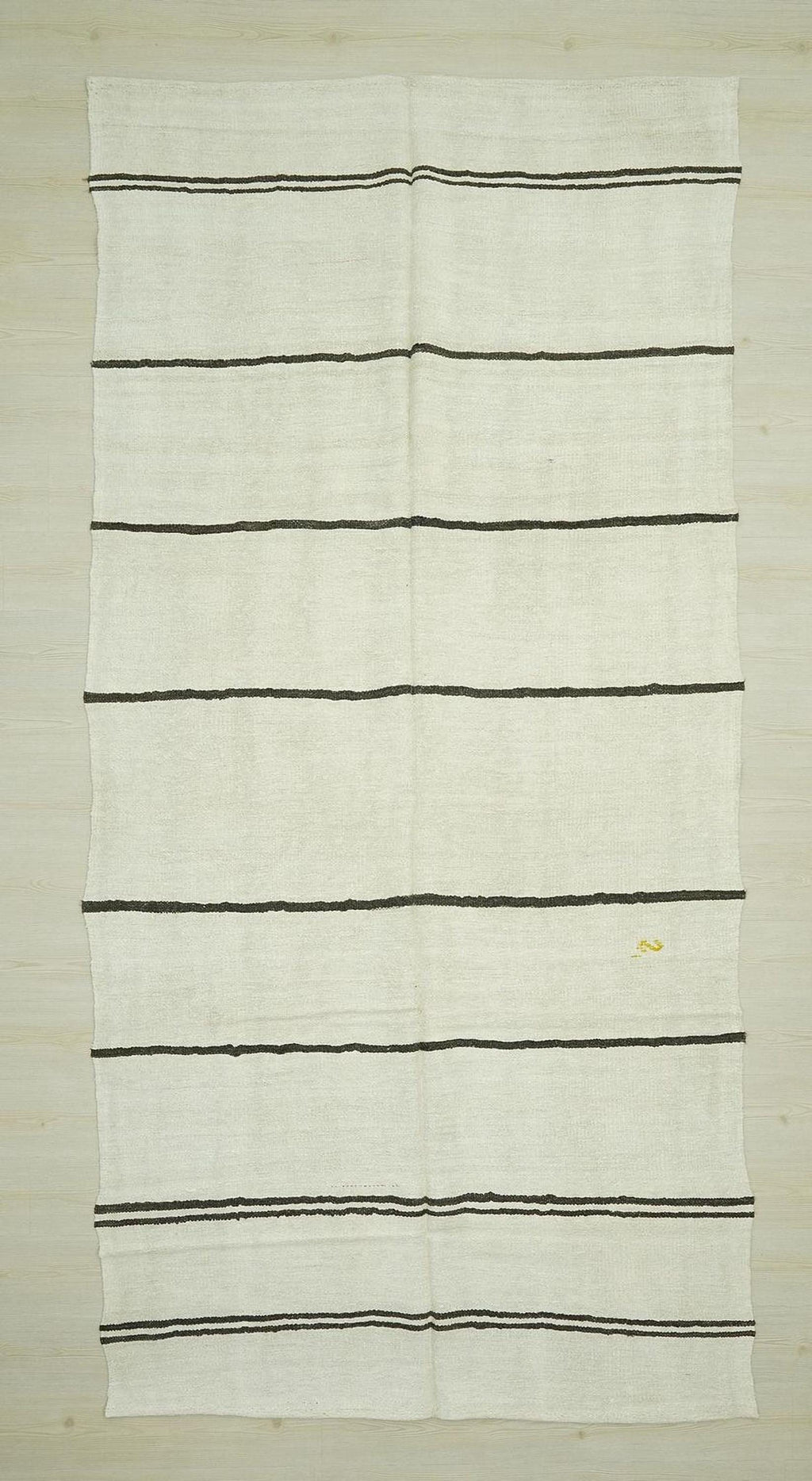 Turkish Organic Hemp Kilim Rug: Brown & White Stripe, Scandinavian Decor Rugs, 5,5"x11,3" Feet.