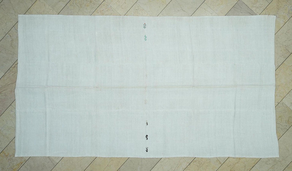 Ivory White Organic Hemp Kilim Rug: 5.7"x10.5' Flat Weave Turkish Rugs,Summer Home Living Decor.