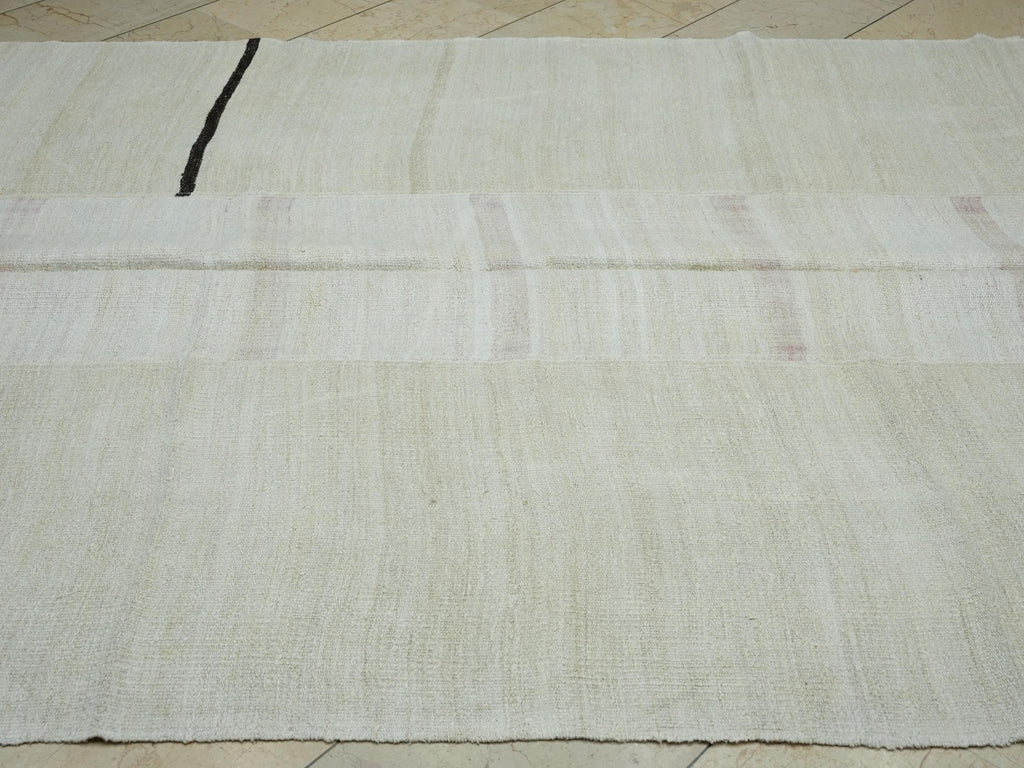 Off White Striped Hemp Rug: Mid Century Modern Decor Rugs, 6,5"x9,6" Feet.