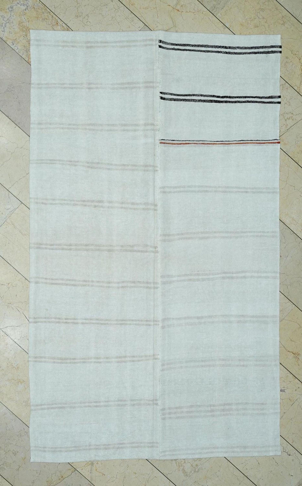 Mid Century Modern Hemp Kilim Rug 5x8: Flat Woven Organic Stripe Rugs