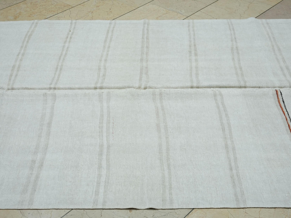 Mid Century Modern Hemp Kilim Rug 5x8: Flat Woven Organic Stripe Rugs