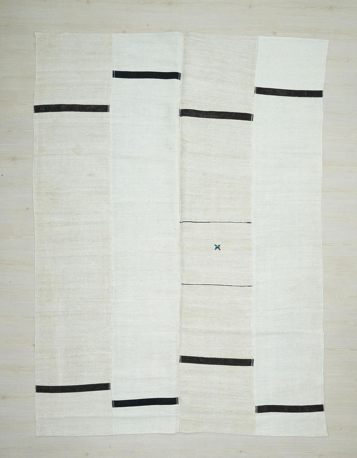 Seasonal Decor Hemp Patchwork Kilim Rug: 7x10 Flat Woven Stripe Abstract Rugs