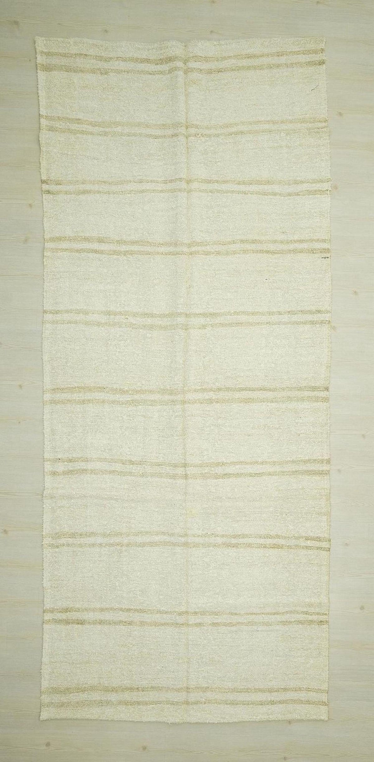 Vintage Hemp Kilim Rug: 5x12 Scandinavian Stripe, Flat Weave