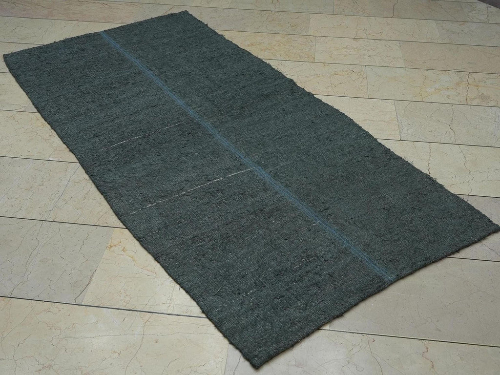 Overdye Gray Patchwork Hemp Kilim Rug,3.3x6.6 Ft,Vintage Style Gift.