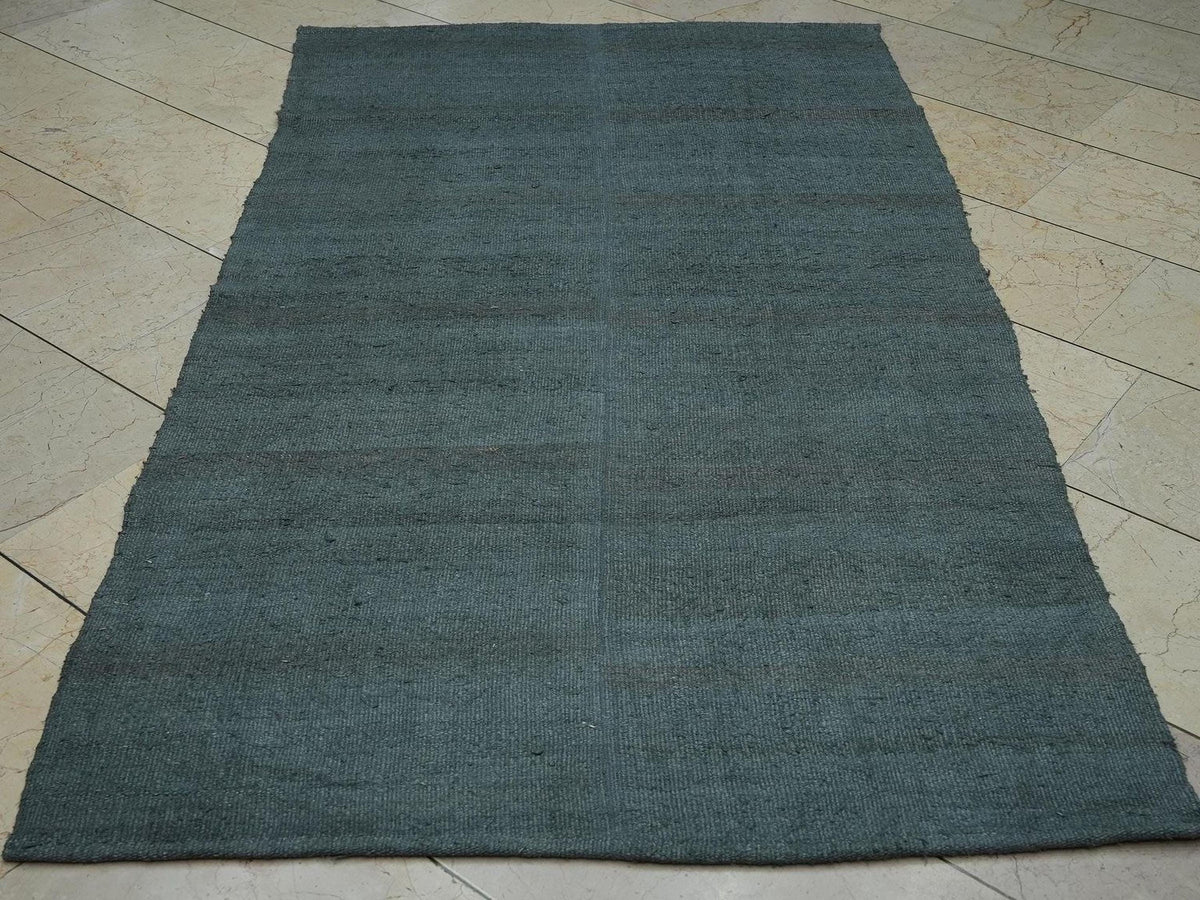 Overdye Gray Turkish Hemp Kilim Rug,4x7 Vintage Style Gift For Home Decor.