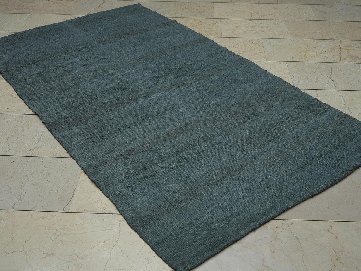 Overdye Gray Turkish Hemp Kilim Rug,4x7 Vintage Style Gift For Home Decor.