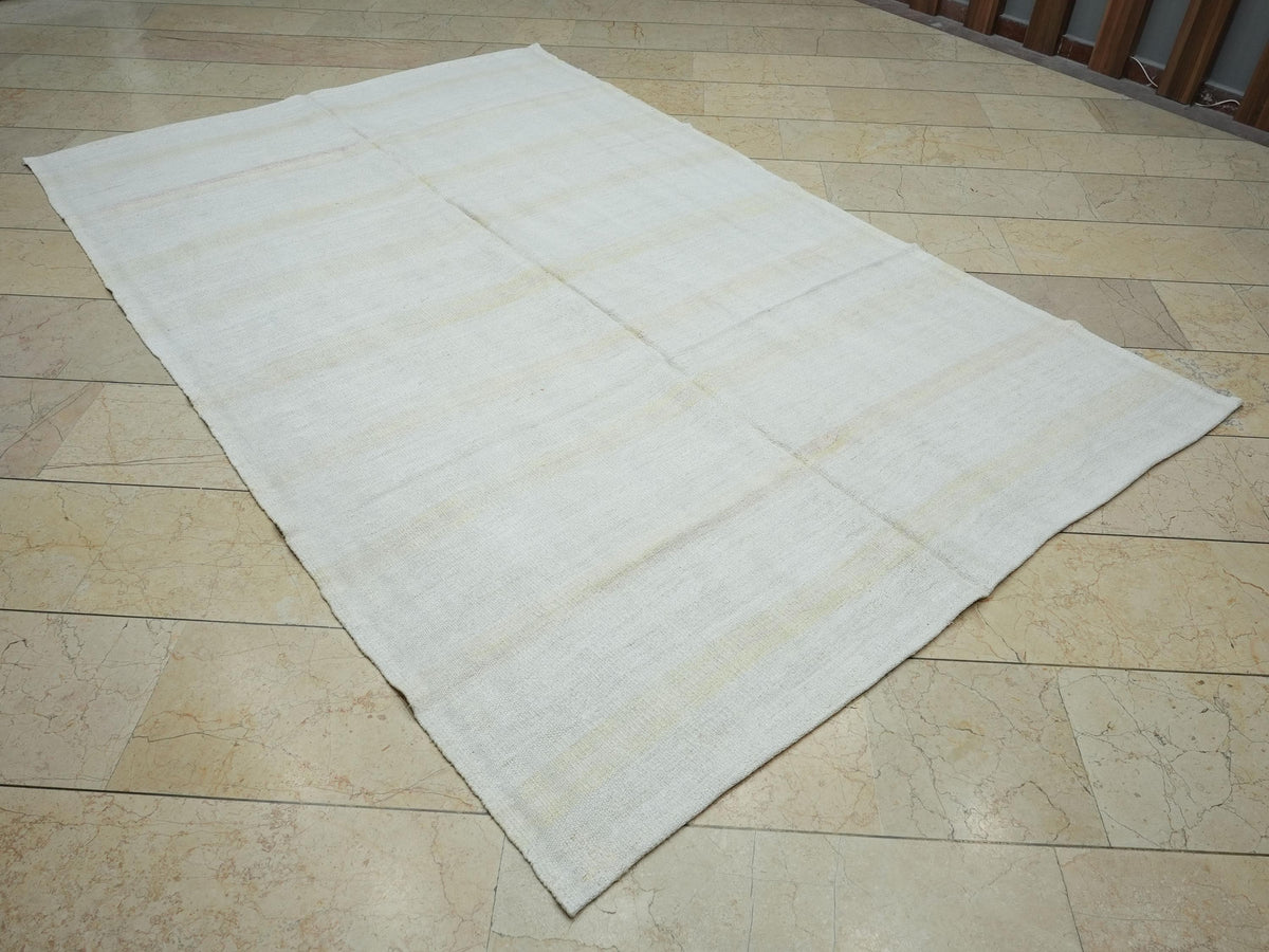 Handmade Hemp Kilim Rug: Turkish Stripe Flat Woven Rugs, 6x9
