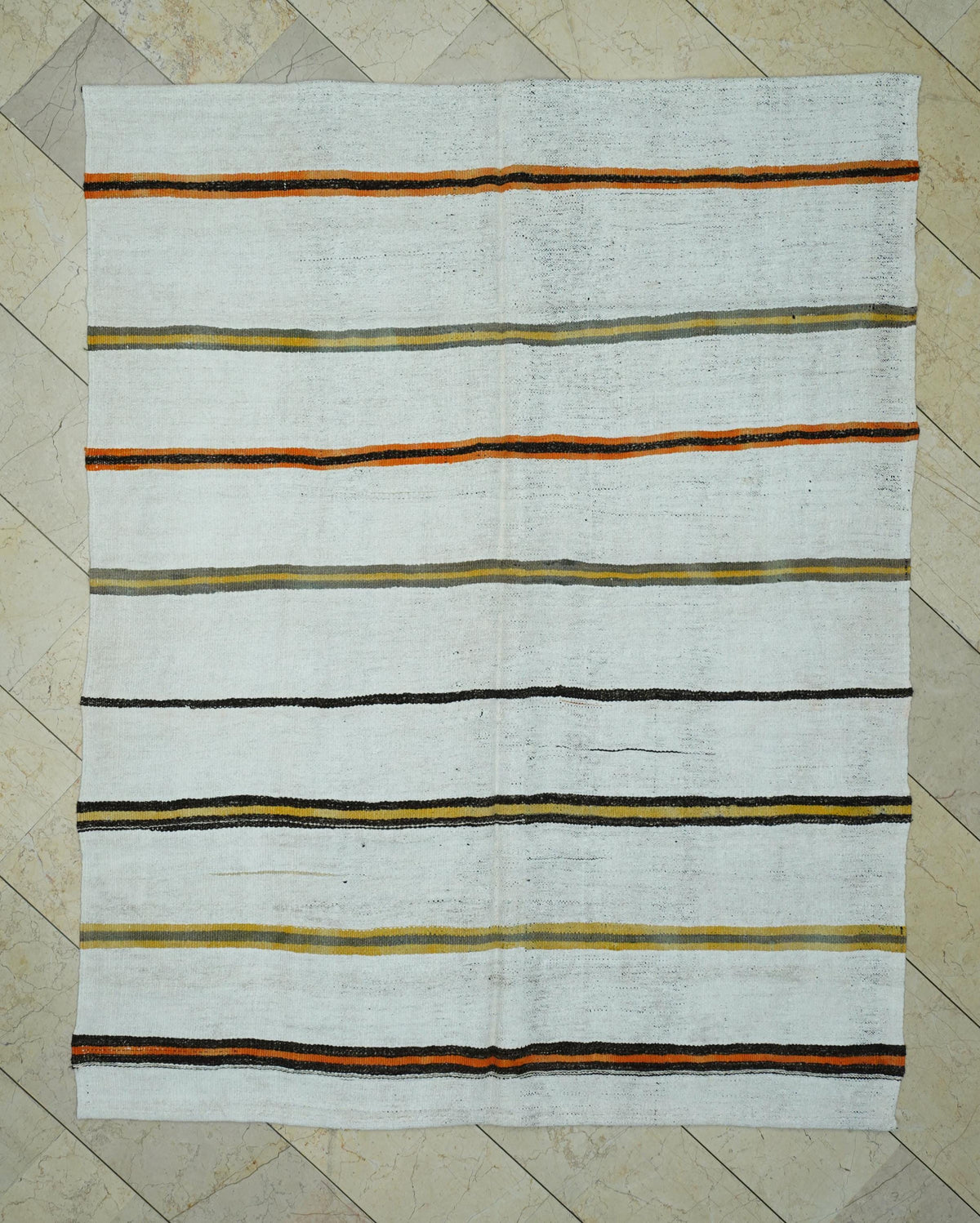 Vintage Turkish Kilim Rug: Hemp & Wool Minimalist Decor Rugs, 6x7.5 ft.