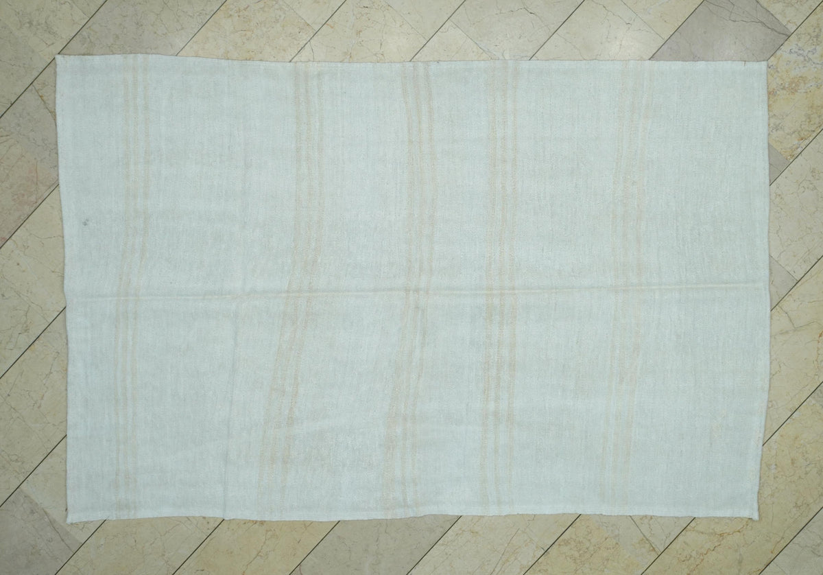 Eco-Friendly Minimalist Striped Vintage Hemp Kilim Rug: 5x8 Turkish Flat Woven Rugs.