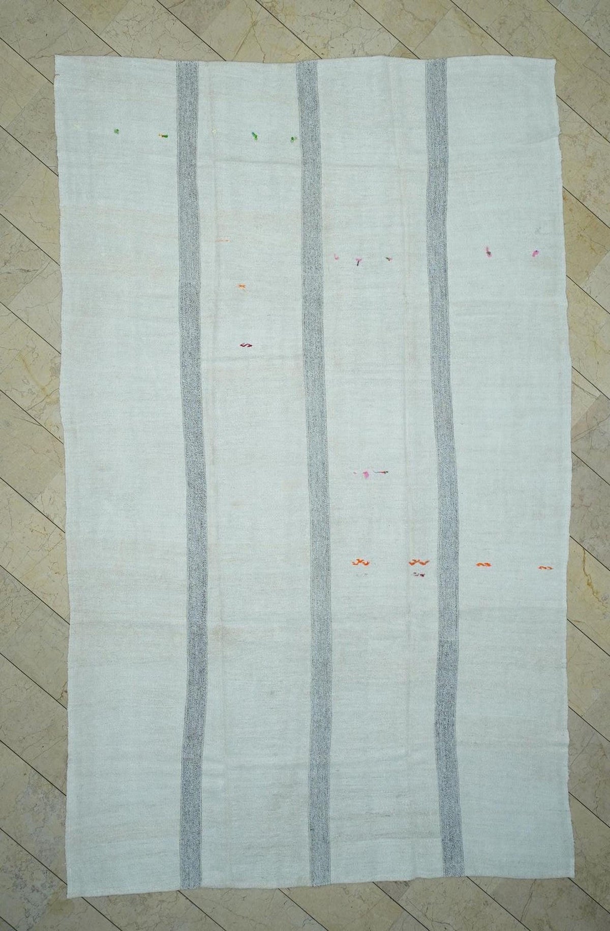 Summer Decor: Patchwork Hemp Kilim Rug,Vintage Flat Weave Turkish Rugs 8x13 Ft.