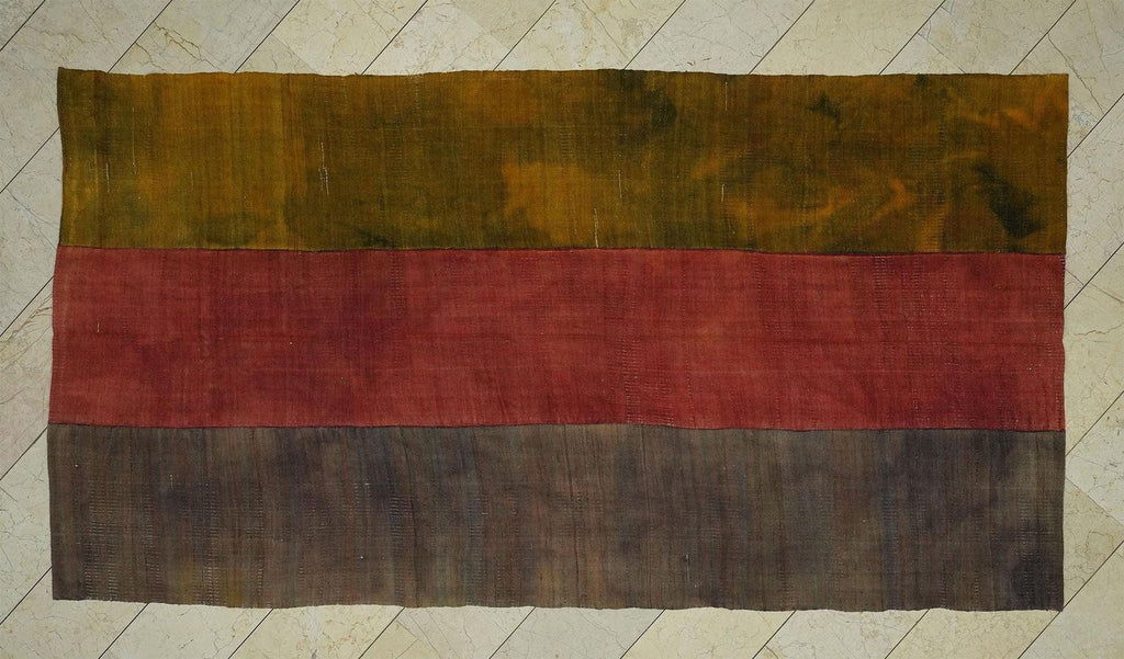 Old Handwoven Turkish Kilim Rug: Green,Red,Purple Antique Wool Rugs, 5,9"x10,7" Feet.