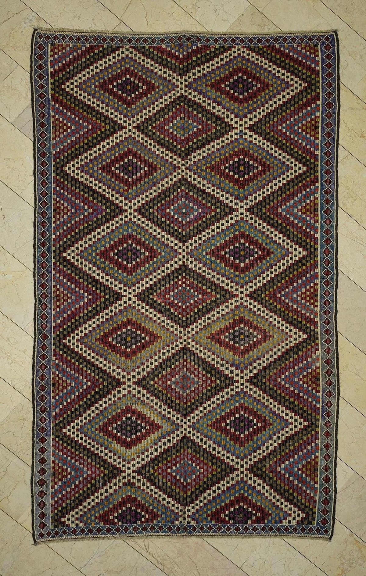 Turkish Wool Kilim Rug: 6x10 Colorful Vintage  Anatolian Rugs,Home Living Decor.