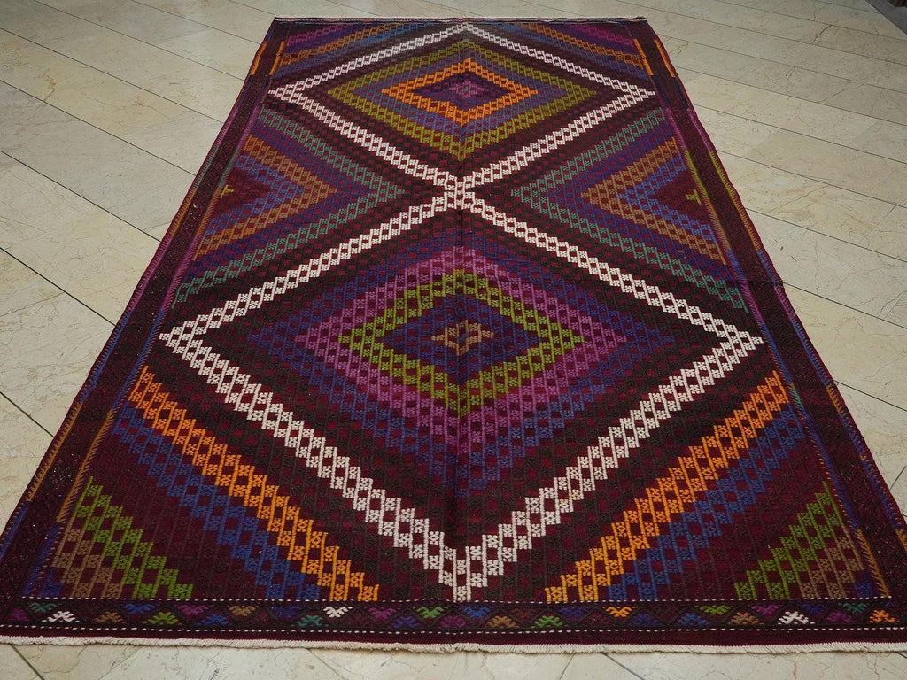 Colorful Cicim Kilim Rug: 5.5"x10.9" Handwoven Turkish Rugs