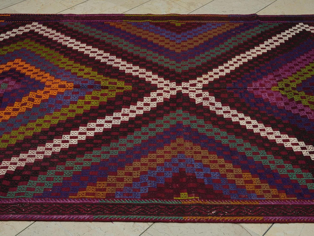 Colorful Cicim Kilim Rug: 5.5"x10.9" Handwoven Turkish Rugs