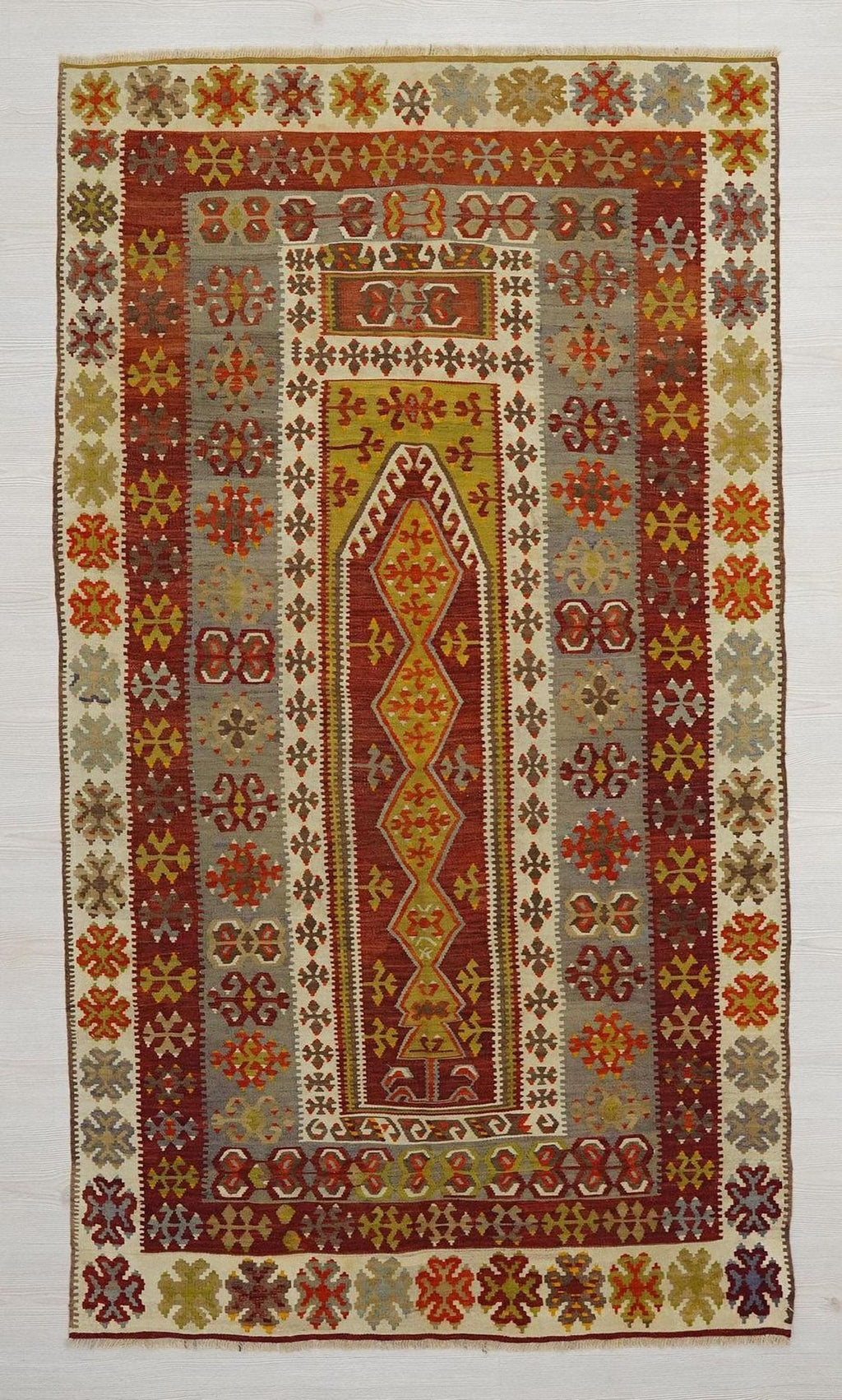 Antique Turkish Kilim Rug: 4x6 Handwoven Wool Anatolian Decor