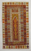 Antique Turkish Kilim Rug: 4x6 Handwoven Wool Anatolian Decor