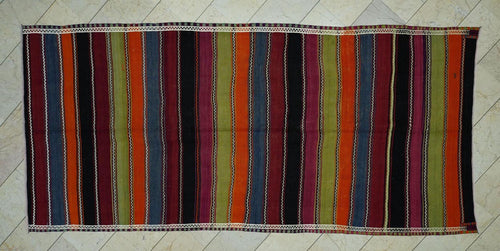 5x11 Minimalist Colorful Stripe Flat Woven Turkish Kilim Rug,Home Living Decor Rugs
