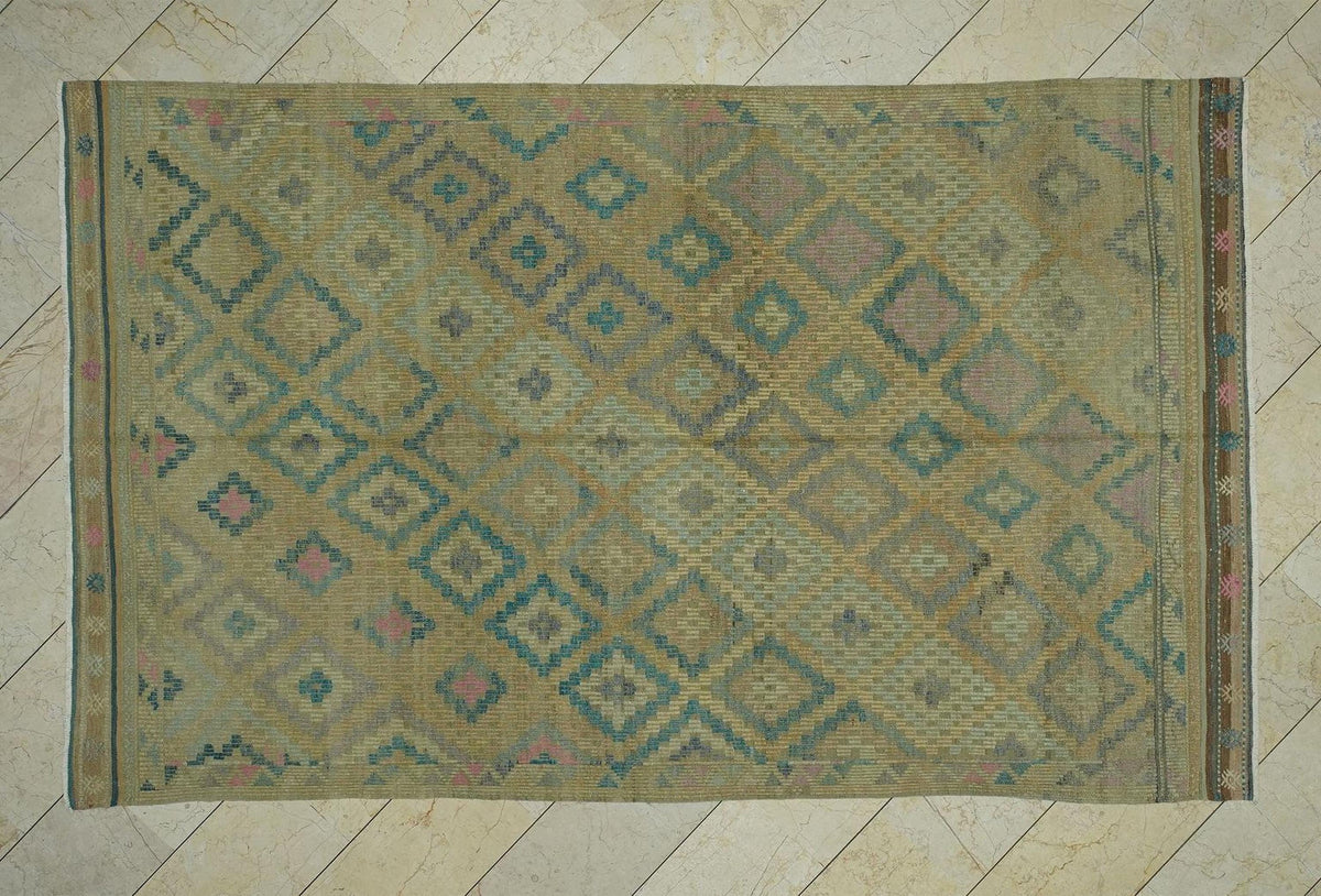 Handmade Cicim Wool Rug: 6x10 Tribal Kilim, Ethnic Design Rugs