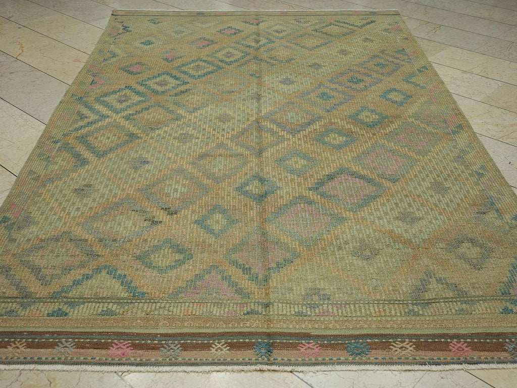 Handmade Cicim Wool Rug: 6x10 Tribal Kilim, Ethnic Design Rugs