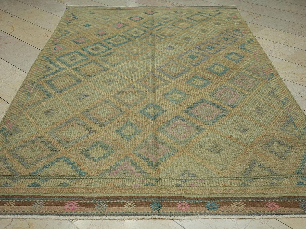 Handmade Cicim Wool Rug: 6x10 Tribal Kilim, Ethnic Design Rugs