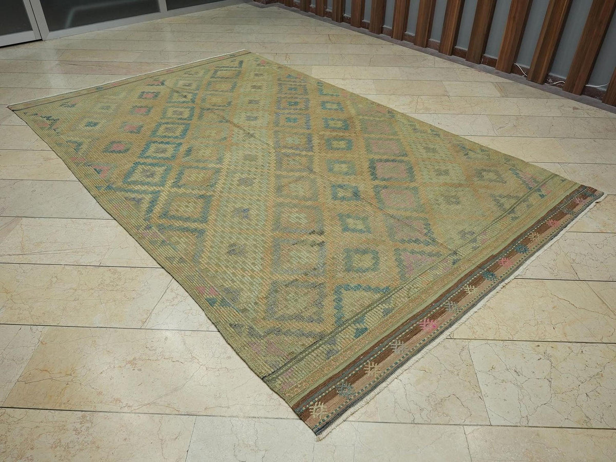 Handmade Cicim Wool Rug: 6x10 Tribal Kilim, Ethnic Design Rugs