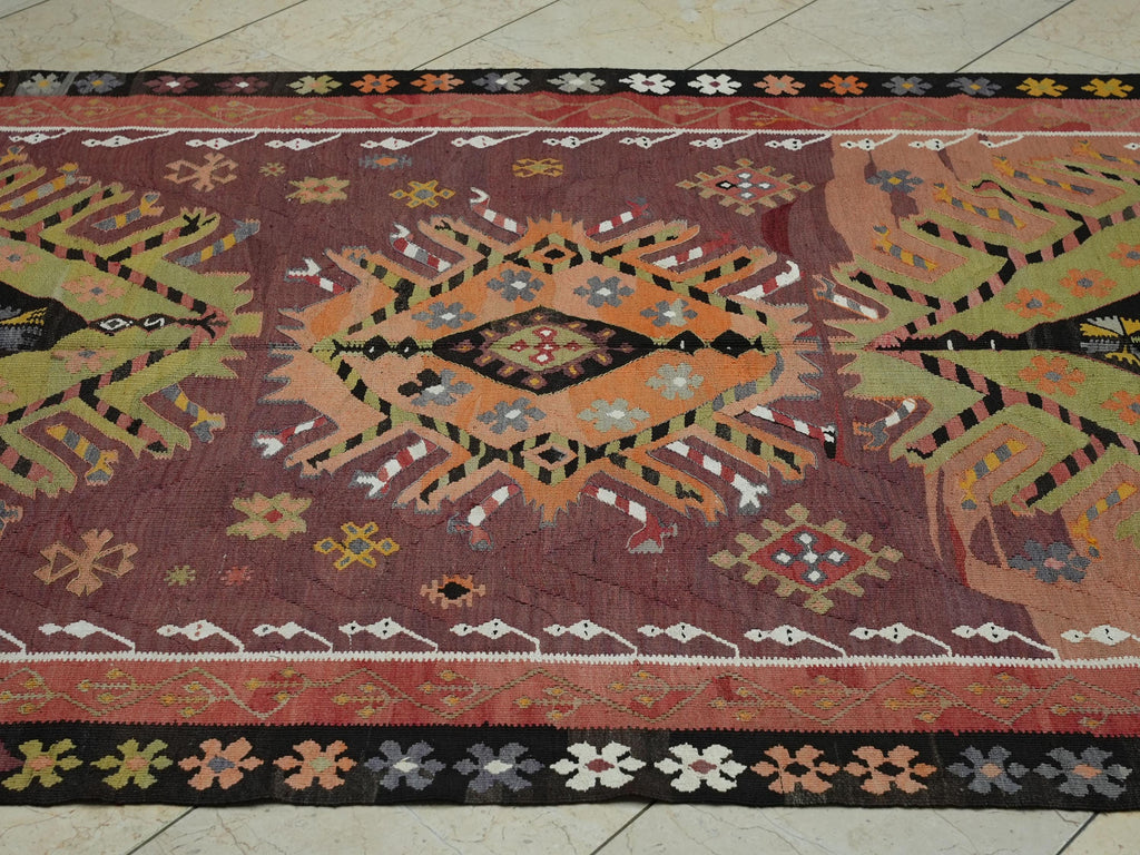 1940s Turkish Kilim Rug 5x11: Handwoven Tribal Farmhouse Decor Rugs.