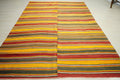 Yellow Striped Kilim Rug,Large Bohemian Turkish Rugs 6x10