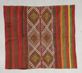 Antique Embroidered Turkish Kilim Rug: Striped Wool Wall Hanging Rugs,4.3x4.10 ft