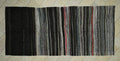 Dark Brown Striped Goat Hair Kilim Rug: 5.1"x11.3" Vintage Flat Woven Turkish Rugs.