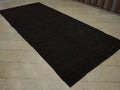 Vintage Brown Goat Hair Kilim Rug: 5.2"x11.7' Anatolian Flat Weave Rugs.
