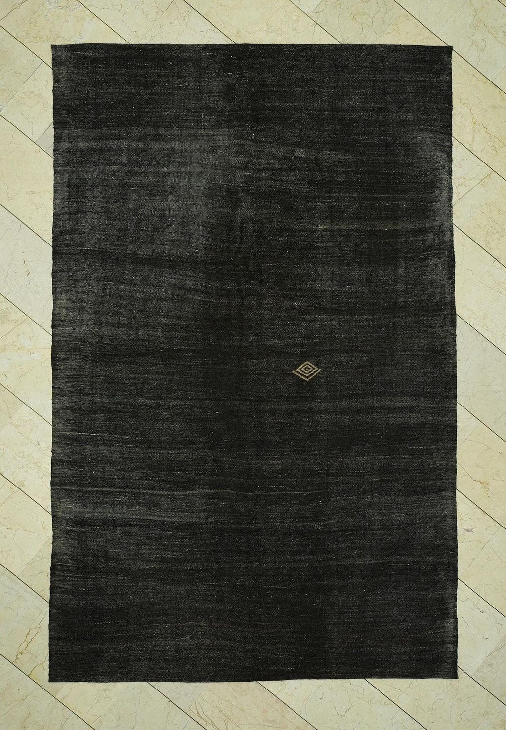 Plain Dark Brown Natural Goat Hair Kilim Rug: 6x9.3 Feet,Turkish Nomadic Handwoven Rugs