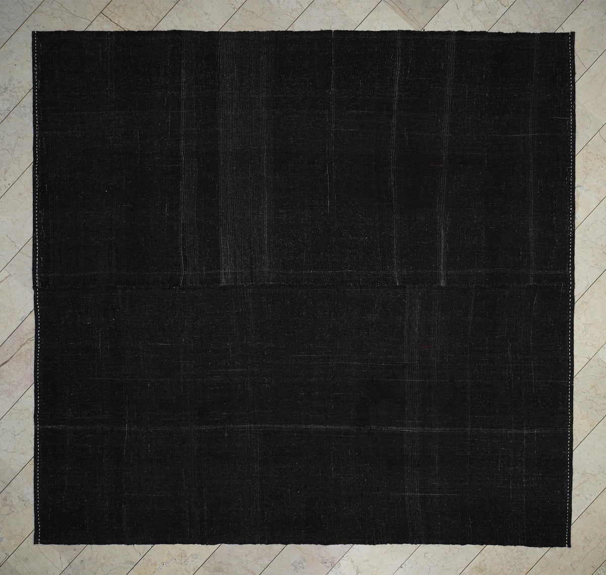 11x11 Square Dark Brown Nomadic Goat Hair Kilim Rug,Moody Decor Rugs.