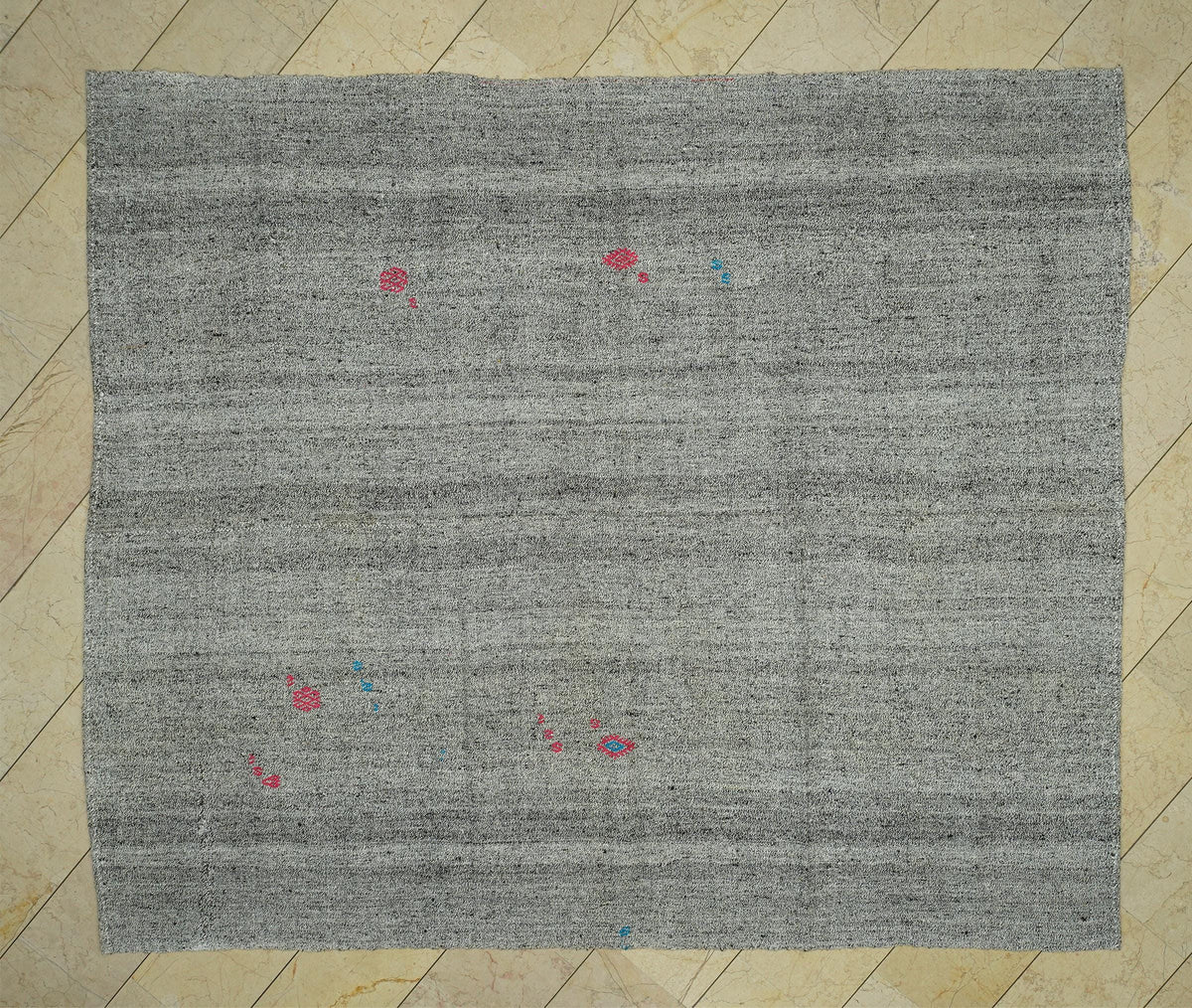 Handmade Turkish Kilim Rug: Scandinavian Style Gray Rugs (7,7"x9,1" Feet)