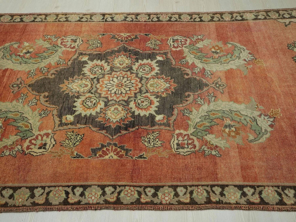 Antique Turkish Wool Rug Runner: 4.3x10 ft, Home Living Decor Anatolian Carpet.