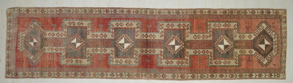 Extra Long Wool Rug Runner: Antique Turkish Carpet, 3.5x13.5 ft.