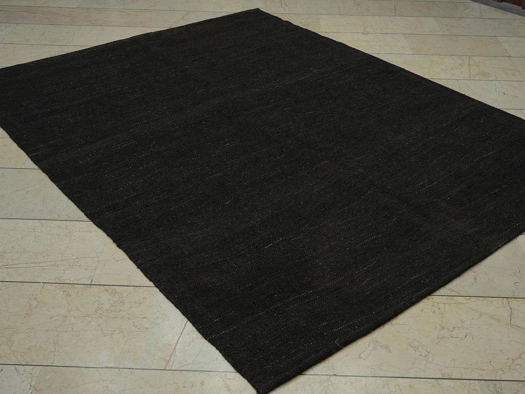 Vintage Turkish Goat Hair Kilim Rug: Nomadic Woven Brown Rugs (5.9x7.5 ft)
