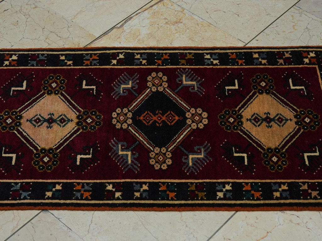2x3 Mini Size Dark Red Turkish Old Carpet Rug: Wall Or Table Decor Rugs.