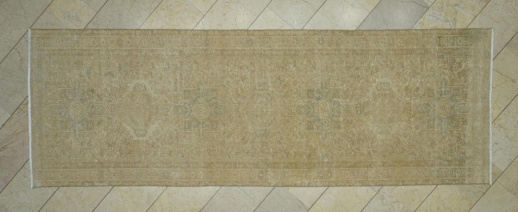 4x11 Vintage Turkish Rug Runner,Antique Beige Brown Oriental Rugs.