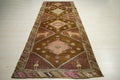 Handmade Turkish Kars Wool Rug: 4x11 Vintage Tribal Carpet