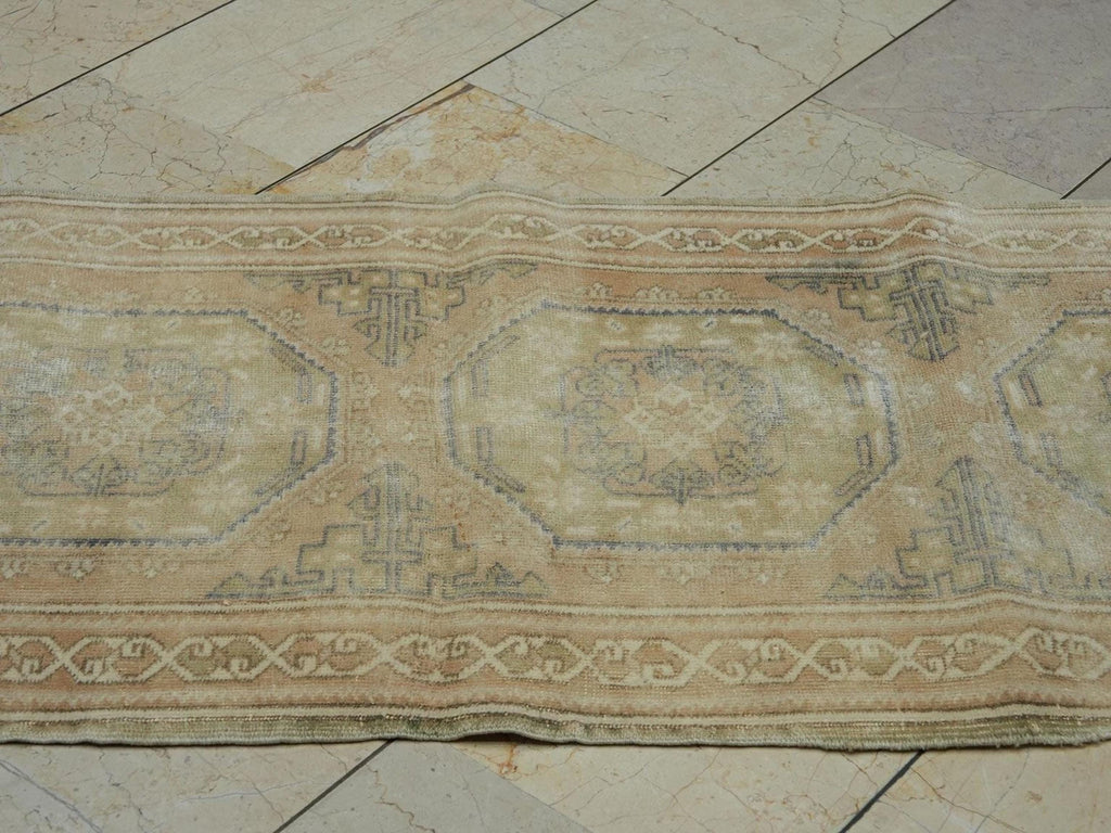 Faded Oushak Rug Runner: 2.5x10.5 ft, Vintage Turkish Wool Rugs