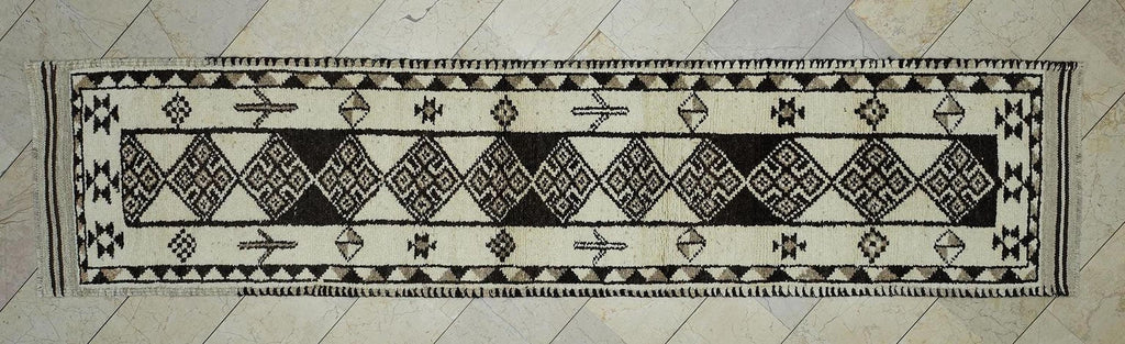 Neutral Color Tribal Turkish Wool Carpet Rug Runner: Home Living Decor Rugs 2.7x12 ft.