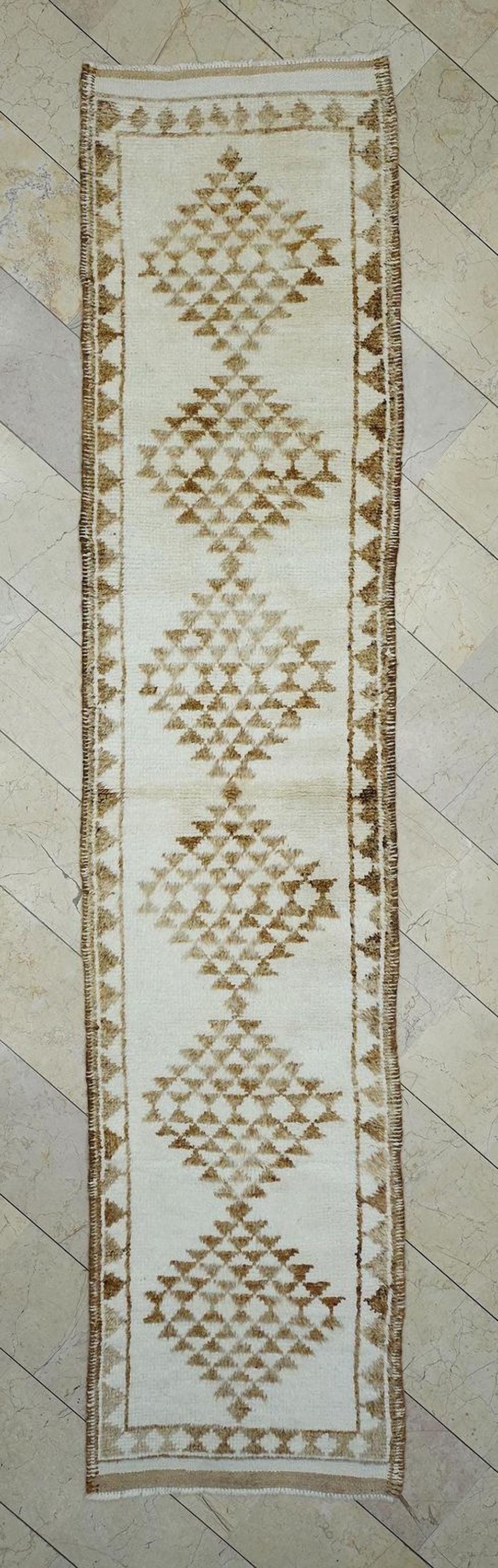 Luxurious Home Decor Wool Moroccan Style Rug Runner,3x12 Handmade Turkish Carpet.