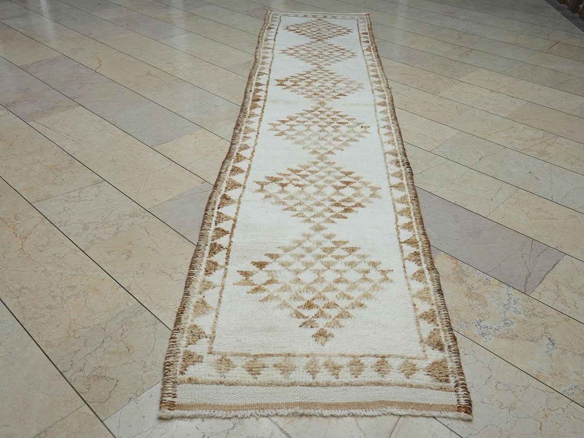 Luxurious Home Decor Wool Moroccan Style Rug Runner,3x12 Handmade Turkish Carpet.