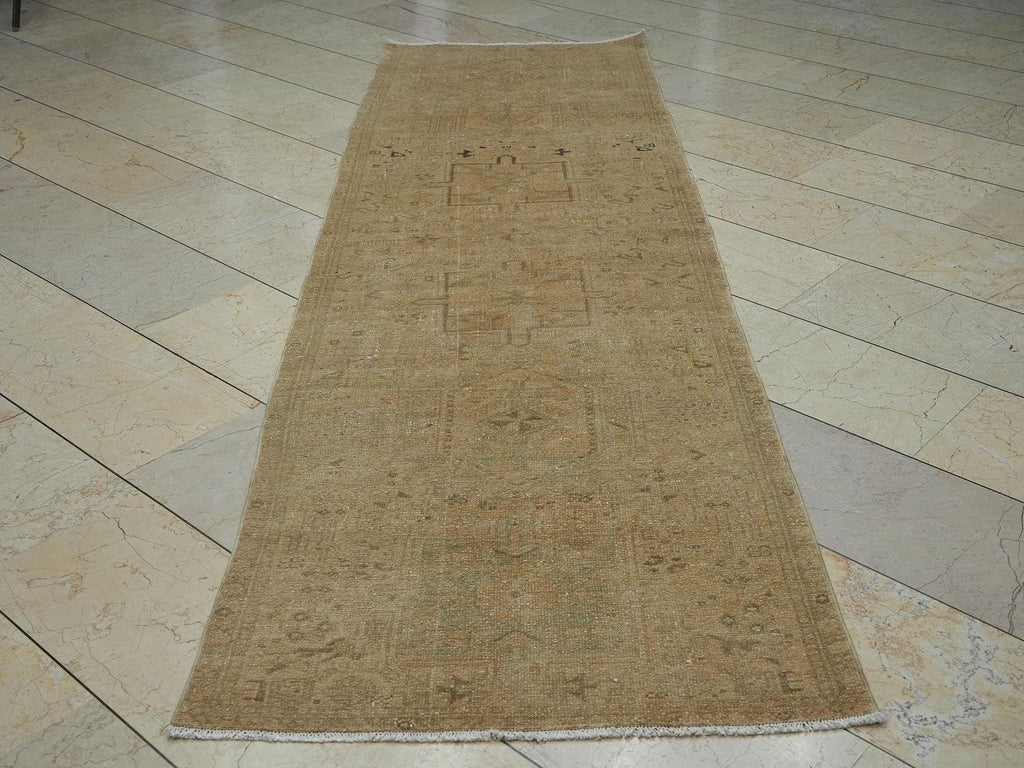 Bronze Vintage Carpet Rug Runner,3x10 Feet Turkish Oushak  Wool Rugs
