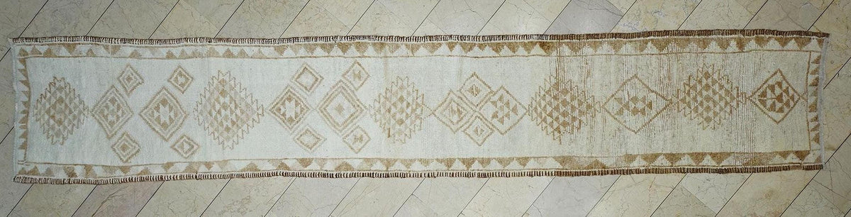 Stair Treads Decor Handmade Wool Rug Runner: Brown & Cream Turkish Rugs, 2.8x16 ft.