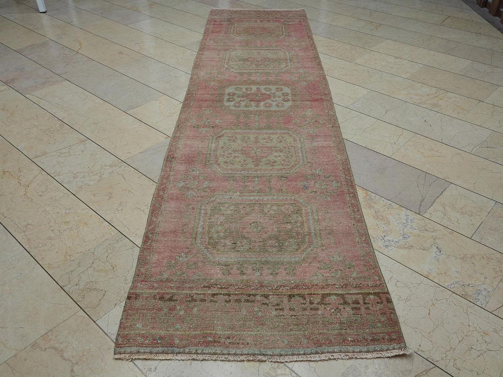 3x12 Wool Vintage Oushak Rug Runner: Mid Century Modern Turkish Rugs.